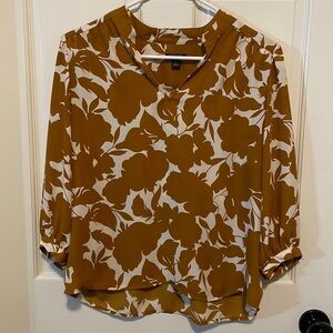 ANN TAYLOR Factory perfect fall brown & cream floral top size small petite